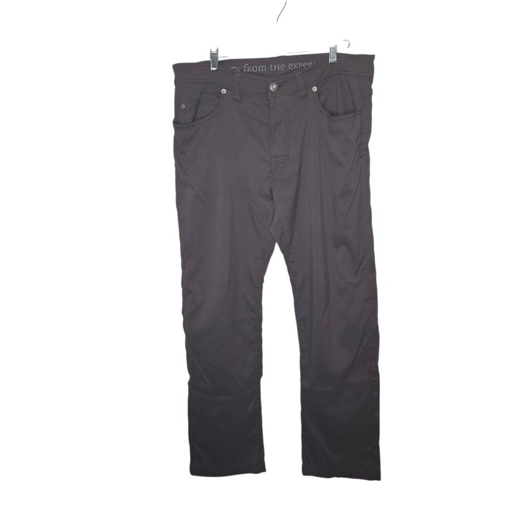 Prana Brion Pants Mens 34x32 Charcoal Gray Slim Fit Stretch Zion Hiking Outdoor